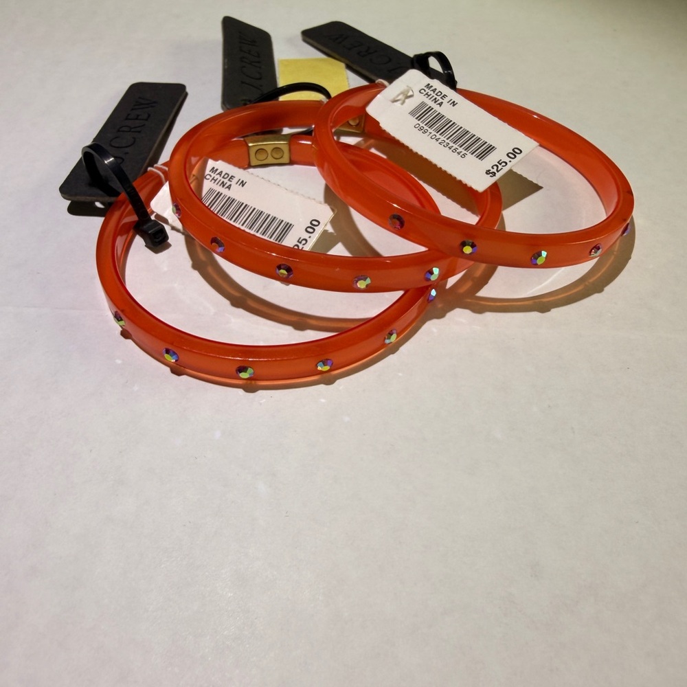 J. Crew Vibrant Orange Rhinestone Bangles